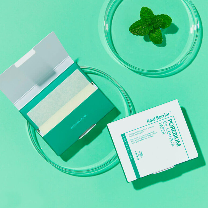 Матирующие салфетки от жирного блеска с мятой от Real Barrier