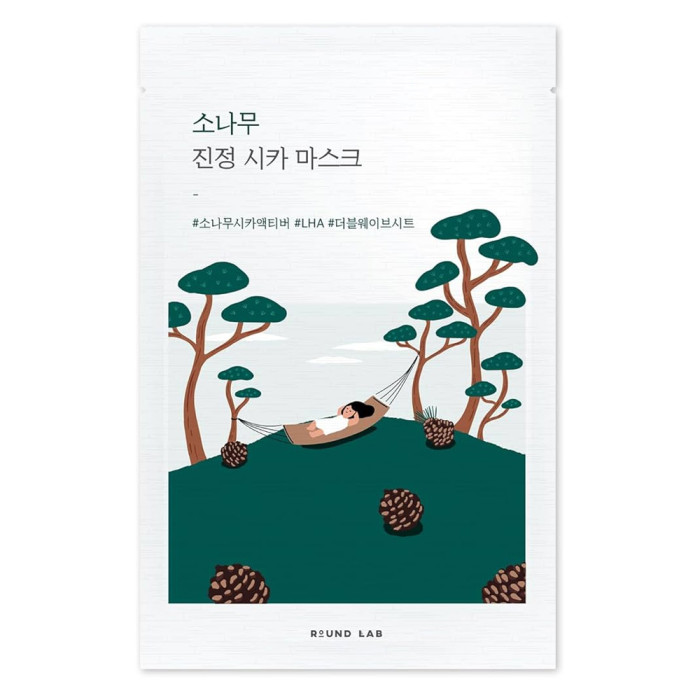 Успокаивающая тканевая маска с экстрактами сосны и центеллы от Round Lab